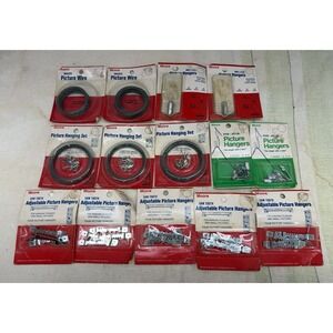 Vtg Moore Picture Hanging Hardware Lot NOS Wire Hangers Sawtooth Nail-Less 14 Pk